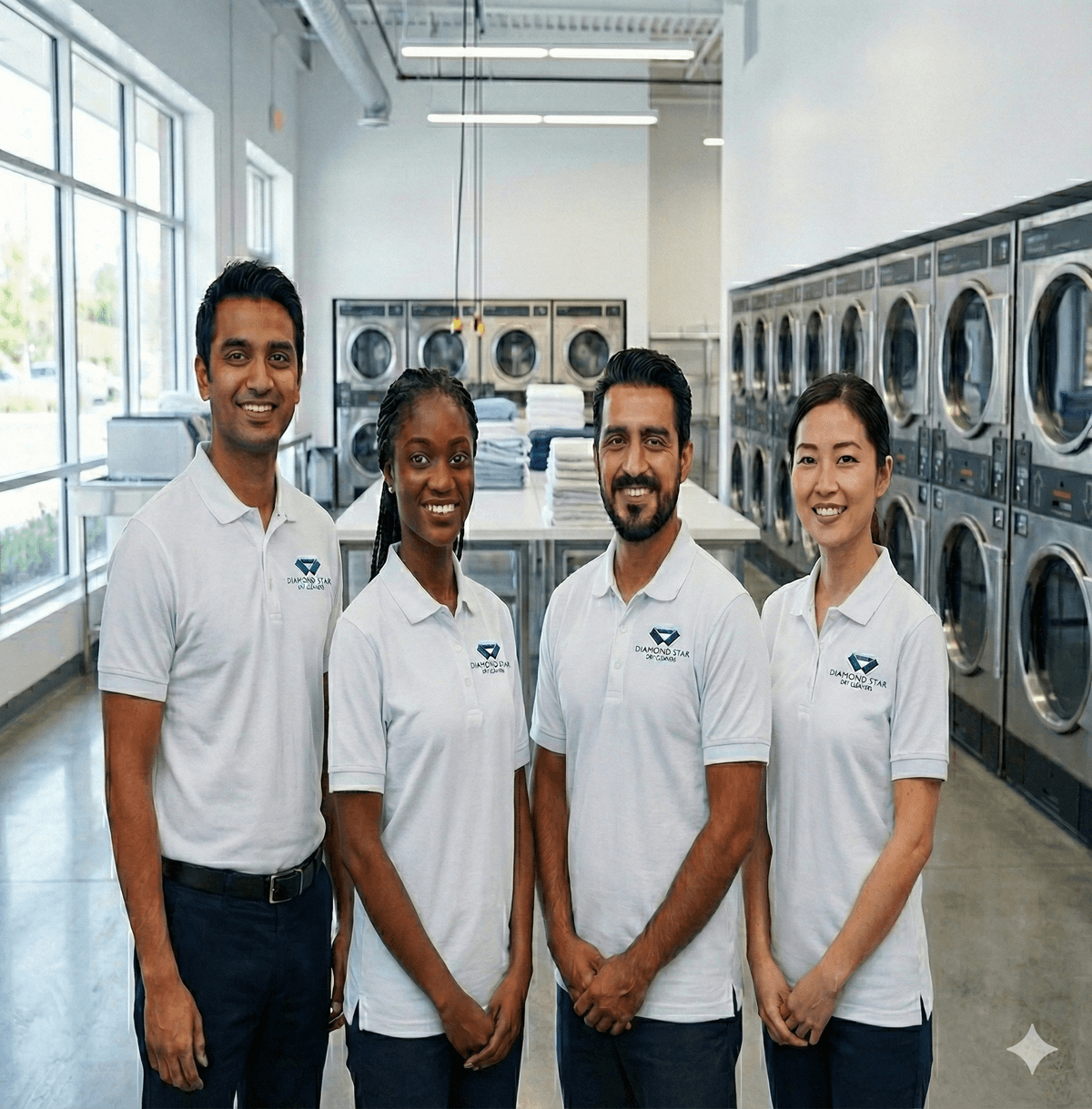 Diamond Star Dry Cleaners professional team providing laundry pickup and delivery service across Dubai